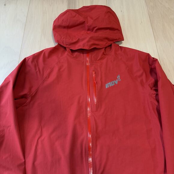 Inov8 Pertex Ultralight Jacket Large Red Full Zip Hooded Waterproof Outerwear - Picture 3 of 9